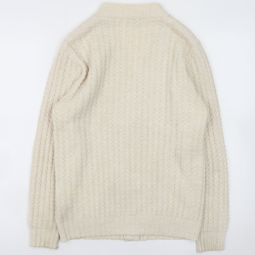 Damart Women's Beige V-Neck Knit Cardigan Size S Acrylic Wool