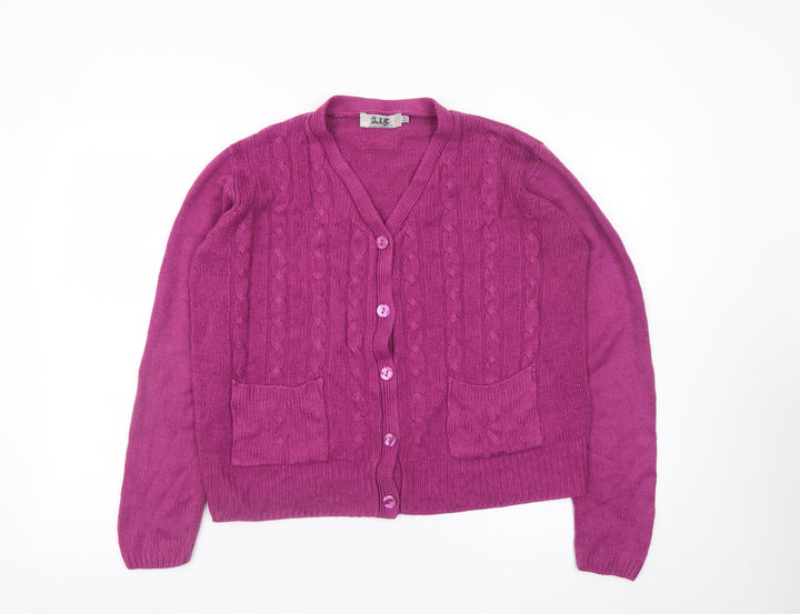 Honor Millburn Women's Purple V-Neck Cable Knit Cardigan Size 14