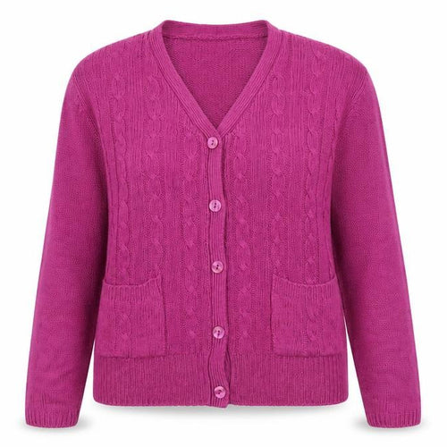 Honor Millburn Women's Purple V-Neck Cable Knit Cardigan Size 14