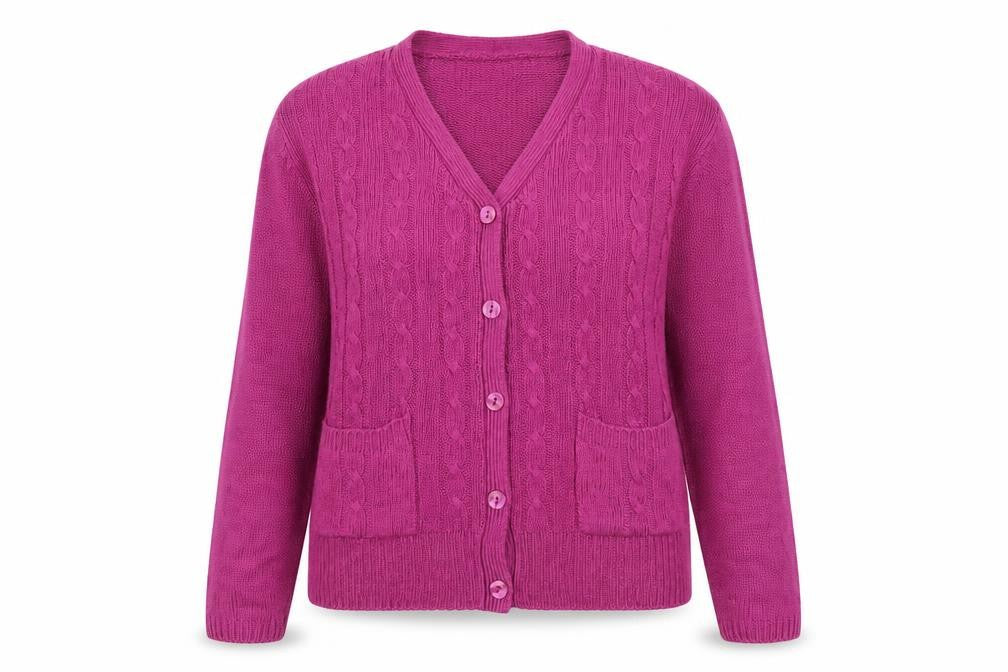 Honor Millburn Women's Purple V-Neck Cable Knit Cardigan Size 14