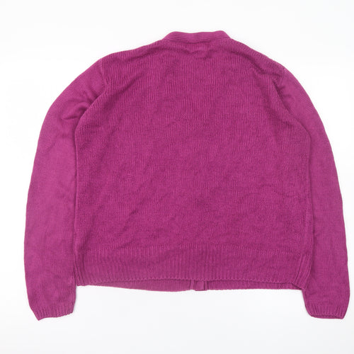 Honor Millburn Women's Purple V-Neck Cable Knit Cardigan Size 14