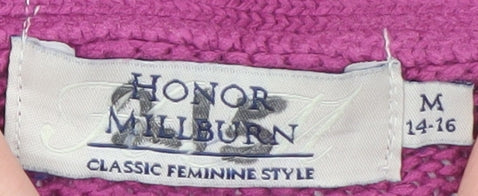 Honor Millburn Women's Purple V-Neck Cable Knit Cardigan Size 14