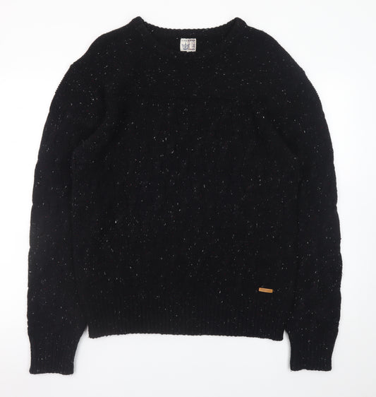 Firetrap Men's Black XL Cable-Knit Crew Neck Jumper