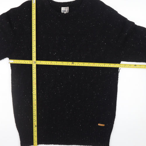 Firetrap Men's Black XL Cable-Knit Crew Neck Jumper