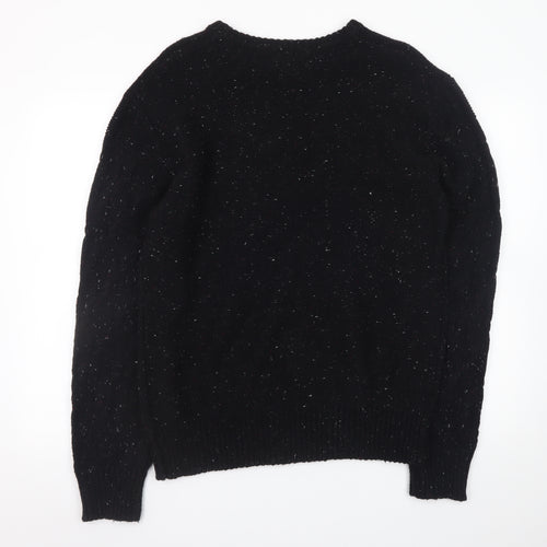 Firetrap Men's Black XL Cable-Knit Crew Neck Jumper