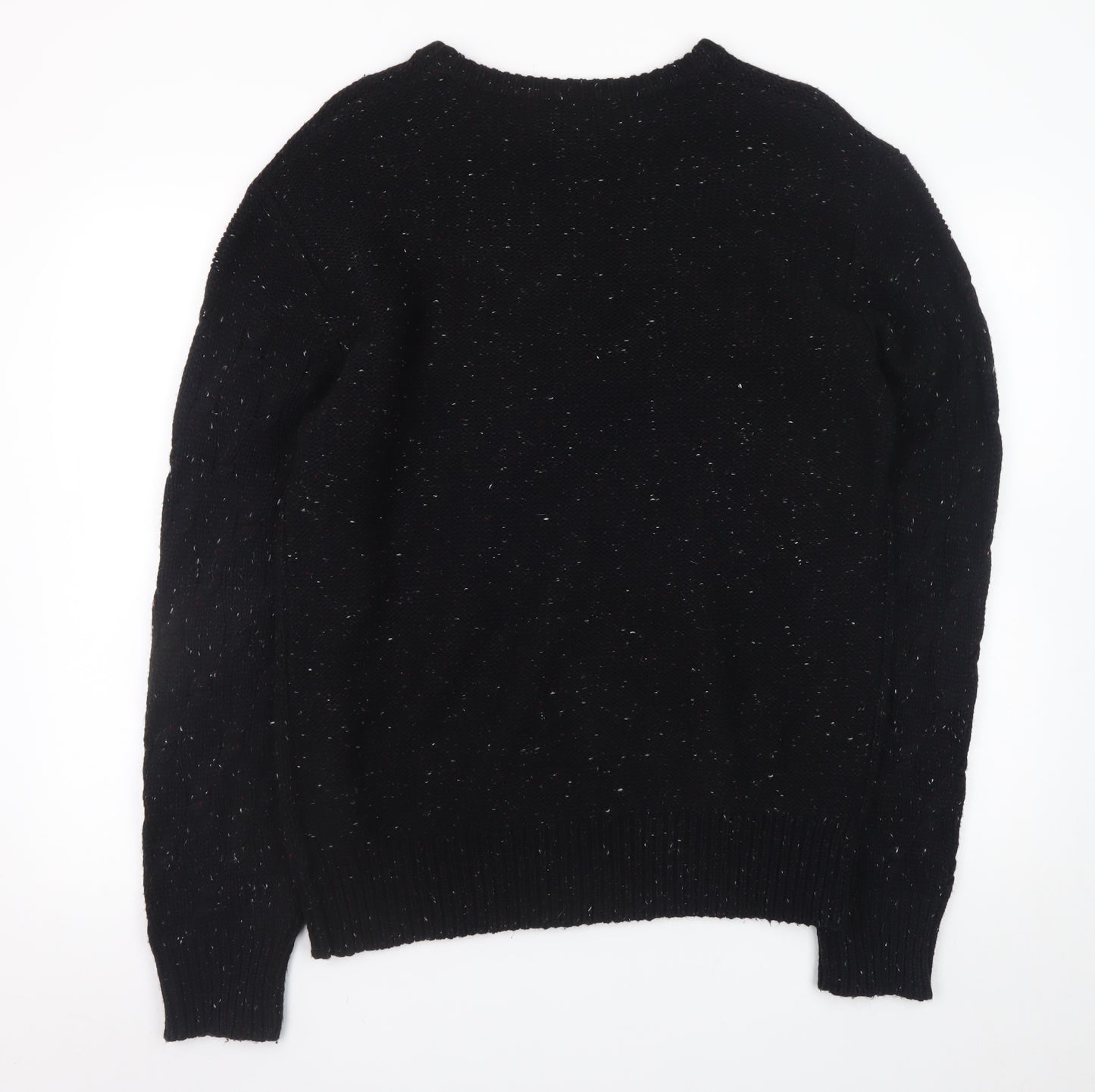 Firetrap Men's Black XL Cable-Knit Crew Neck Jumper