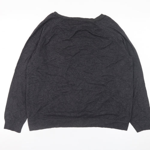 Marks and Spencer Womens Grey Floral Lace Front Pullover Jumper UK 16