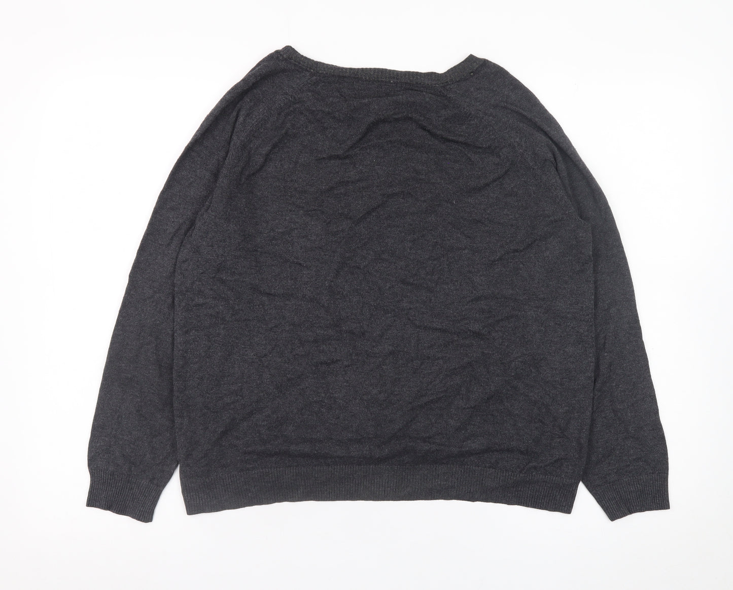Marks and Spencer Womens Grey Floral Lace Front Pullover Jumper UK 16