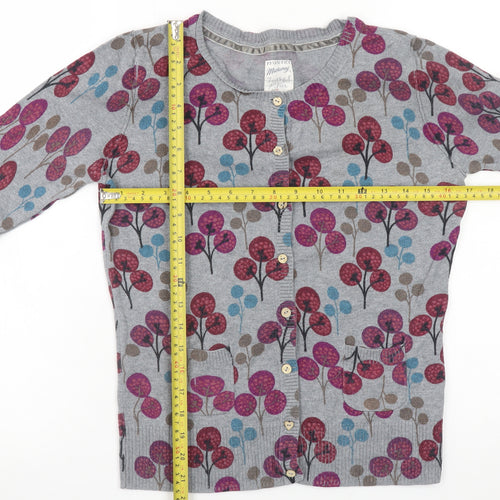 Mantaray Women's Grey Multicoloured Cardigan Size 12 Button Knit