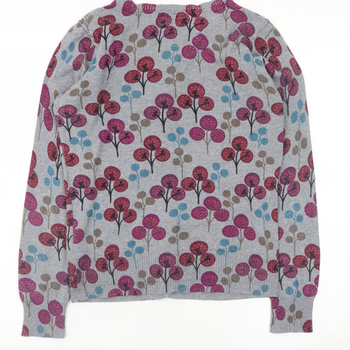 Mantaray Women's Grey Multicoloured Cardigan Size 12 Button Knit