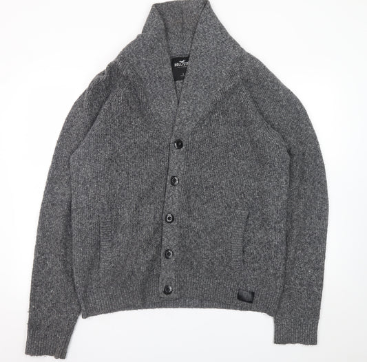 Hollister Mens Grey Chunky Knit Shawl Collar Cardigan L