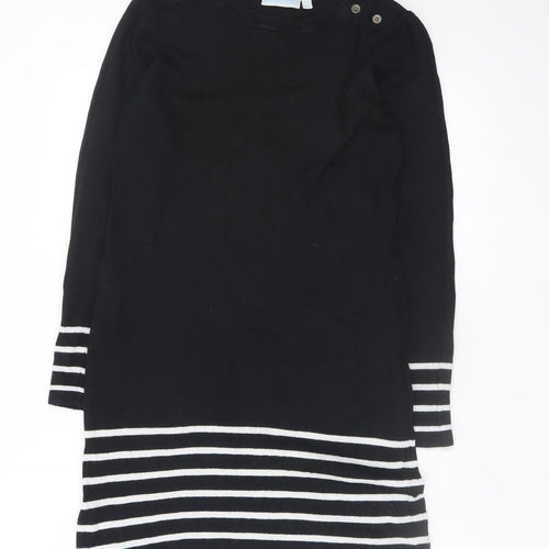 JoJo Maman Bébé Women Black Striped Knit Shift Dress Size S