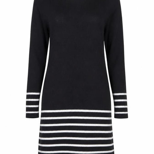 JoJo Maman Bébé Women Black Striped Knit Shift Dress Size S