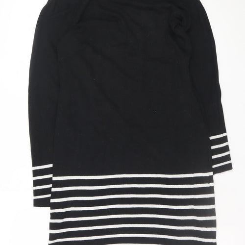 JoJo Maman Bébé Women Black Striped Knit Shift Dress Size S