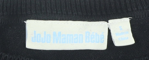 JoJo Maman Bébé Women Black Striped Knit Shift Dress Size S