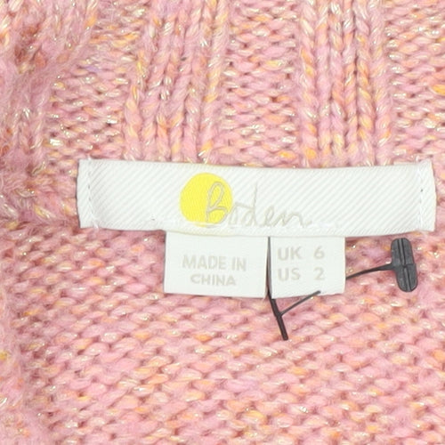 Boden Women Pink Wool Blend Crew Neck Jumper UK 6