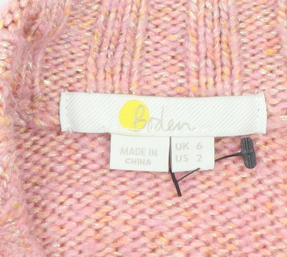 Boden Women Pink Wool Blend Crew Neck Jumper UK 6