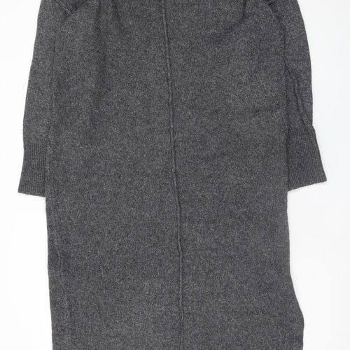 ASOS DESIGN Women’s Grey Wool Blend Long Sleeve Midi Jumper Dress Size S