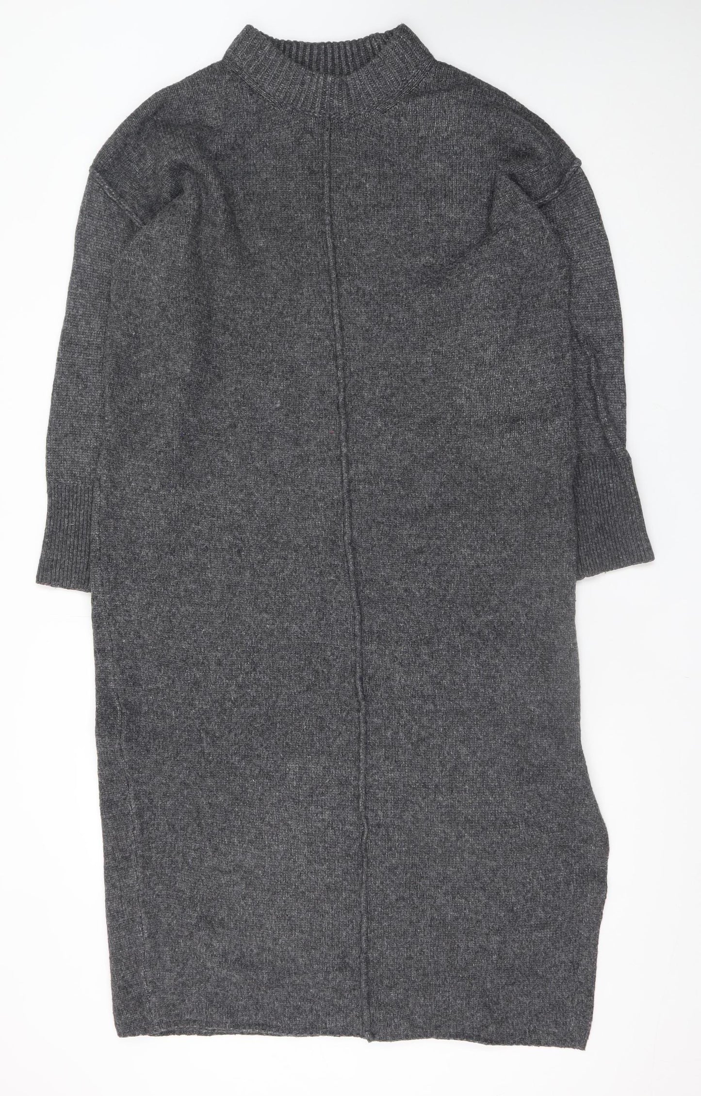 ASOS DESIGN Women’s Grey Wool Blend Long Sleeve Midi Jumper Dress Size S