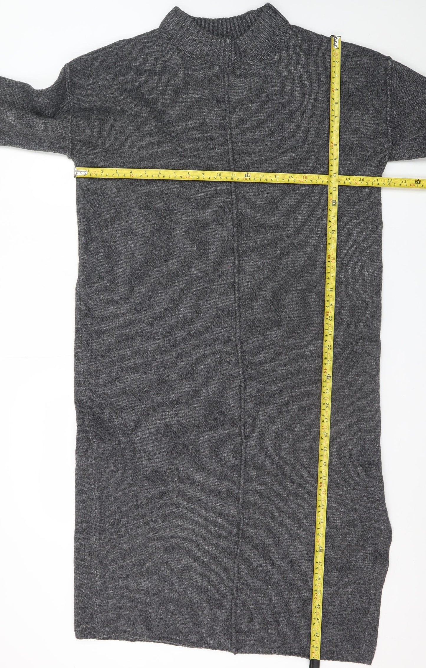 ASOS DESIGN Women’s Grey Wool Blend Long Sleeve Midi Jumper Dress Size S