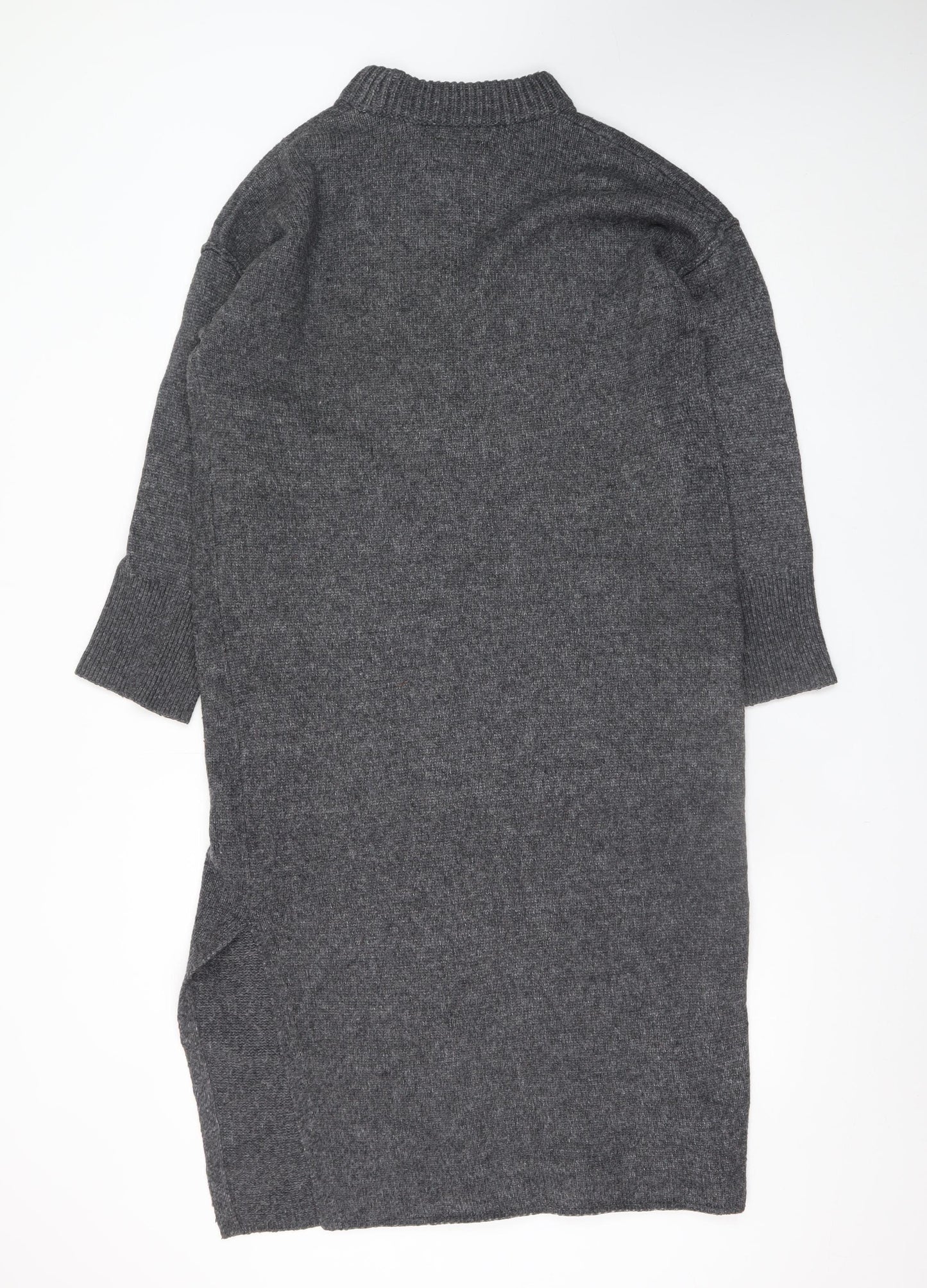 ASOS DESIGN Women’s Grey Wool Blend Long Sleeve Midi Jumper Dress Size S