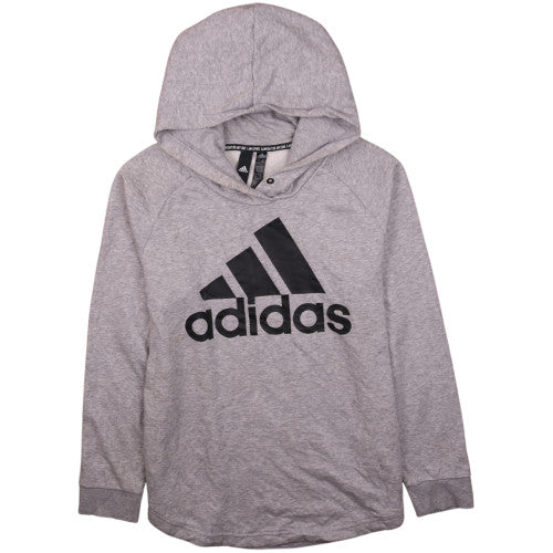 Adidas Womens Grey Pullover Hoodie Size L 16-18 Logo Design
