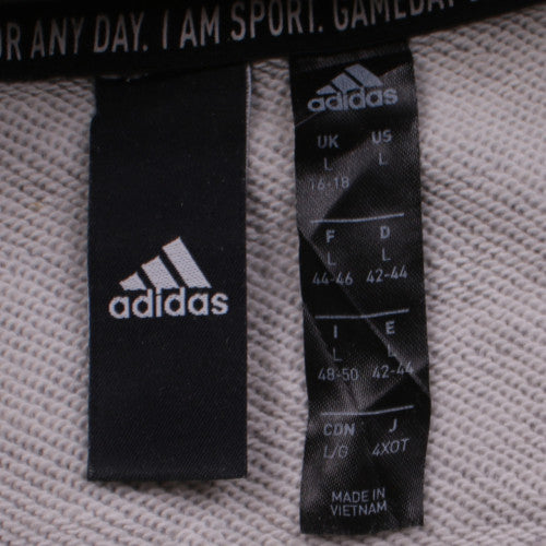 Adidas Womens Grey Pullover Hoodie Size L 16-18 Logo Design
