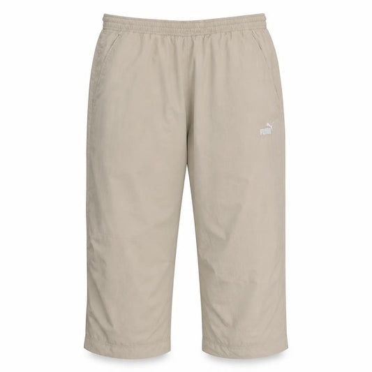 Front view of Puma Men Beige Lightweight Jogger Trousers L Sports Activewear
