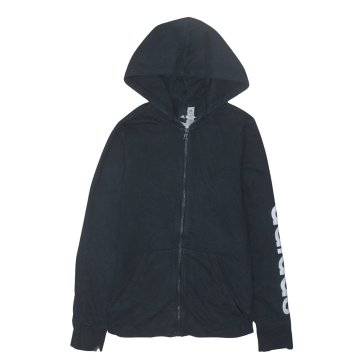 Adidas Men Black Full Zip Hoodie Small Sports Logo