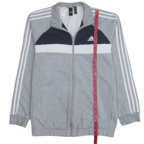 Adidas Mens Grey Blue Track Jacket Size L Full Zip Activewear
