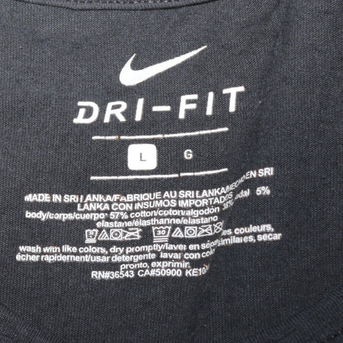 Nike Men Black Dri-FIT Crew Neck Short Sleeve T-Shirt Size L