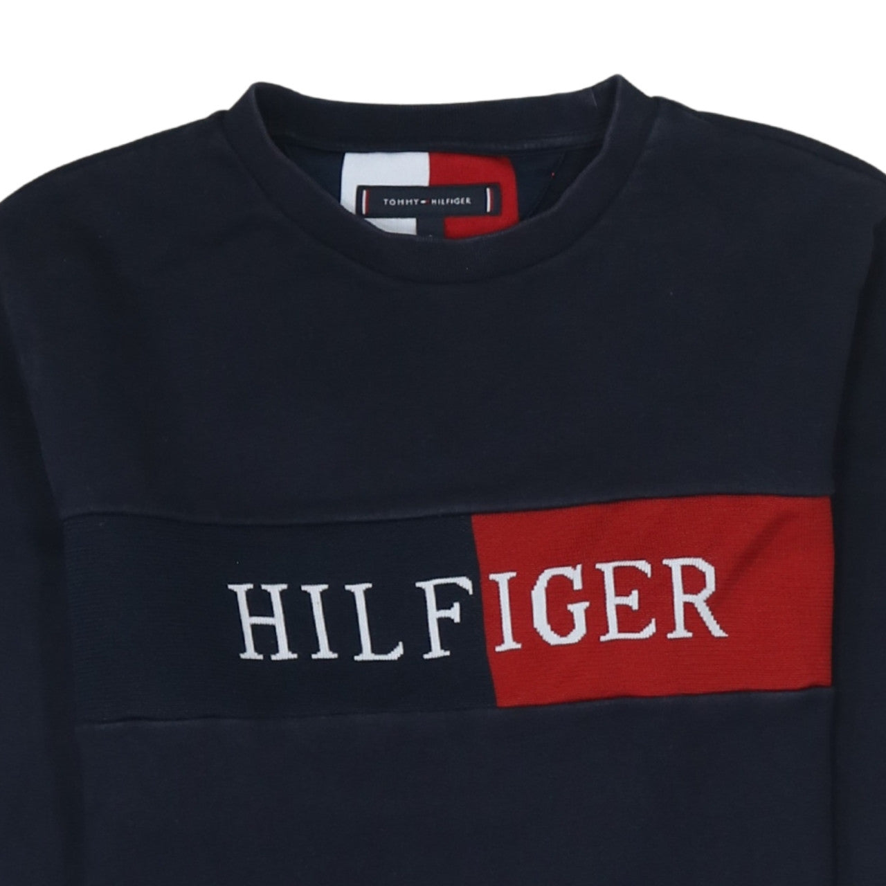 Tommy Hilfiger Men’s Blue Small Pullover Sweatshirt Logo Crew Neck