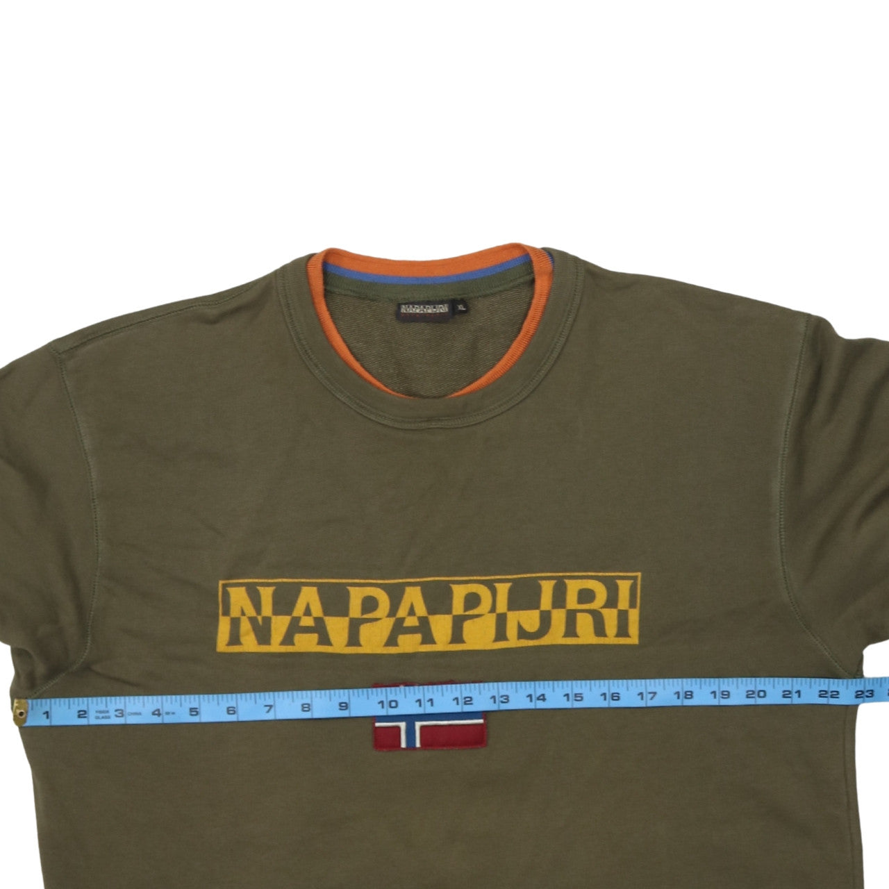 Napapijri Men Green XL Pullover Sweatshirt Crew Neck Logo