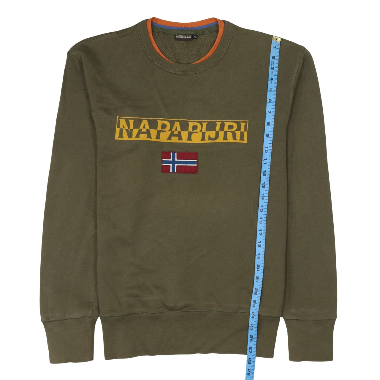Napapijri Men Green XL Pullover Sweatshirt Crew Neck Logo
