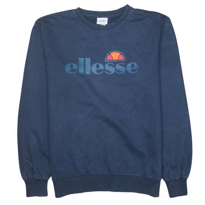 Ellesse Men Blue L Pullover Crew Neck Logo Sweatshirt
