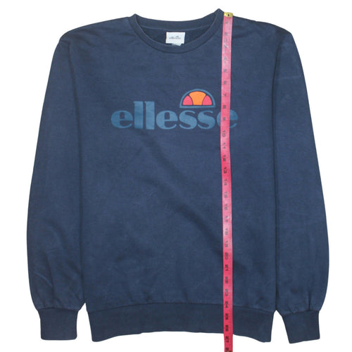 Ellesse Men Blue L Pullover Crew Neck Logo Sweatshirt