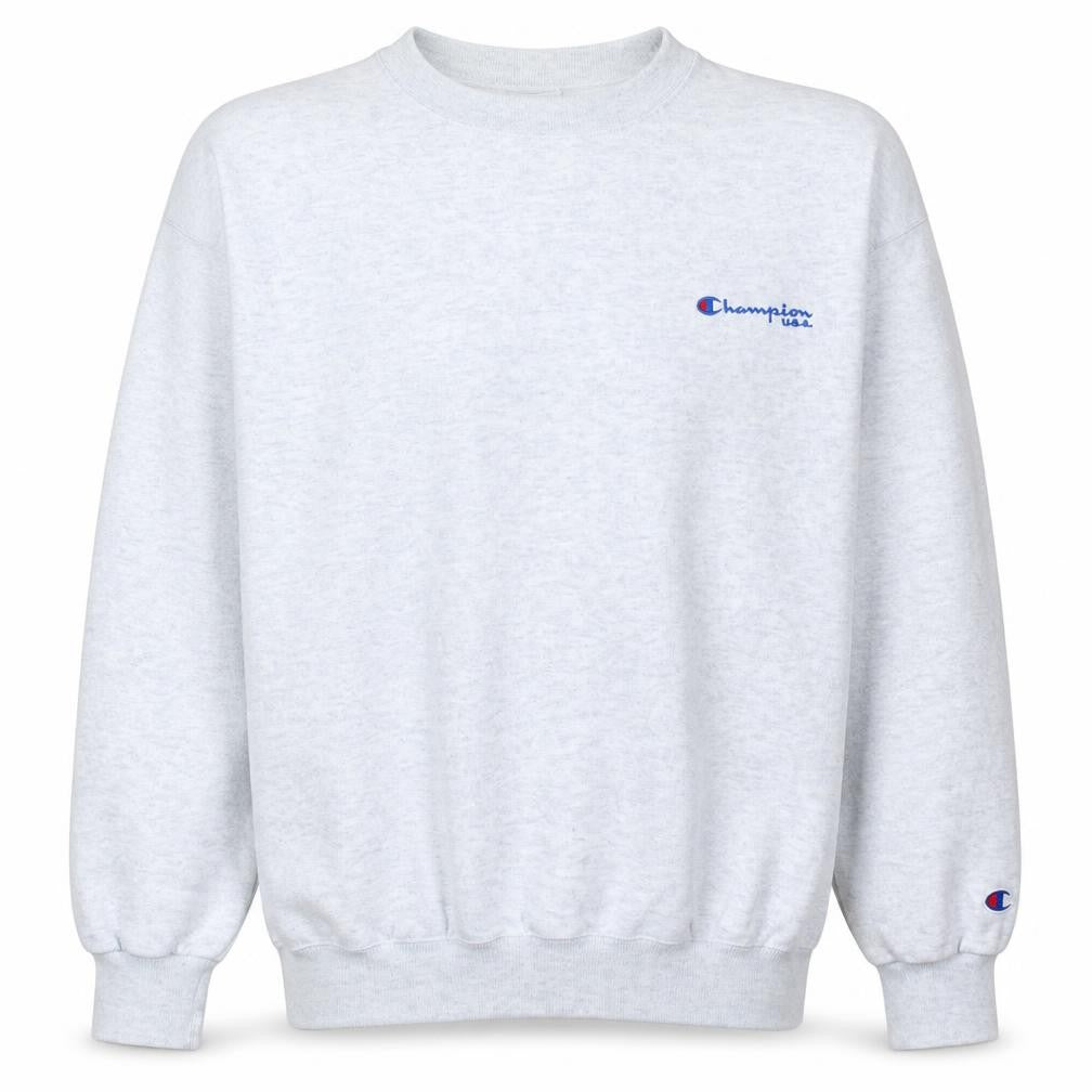 Front view of Champion USA Men's Grey Medium Crew Neck Pullover Sweatshirt