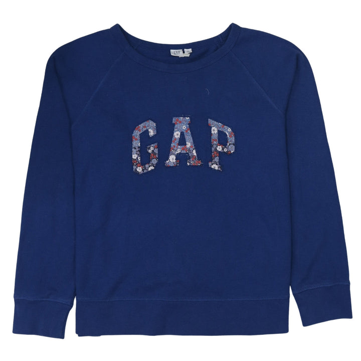 GAP Unisex Blue XL Pullover Sweatshirt with Floral Logo