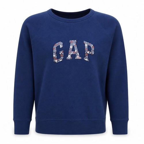 Gap Unisex Blue XL Pullover Sweatshirt with Floral Logo