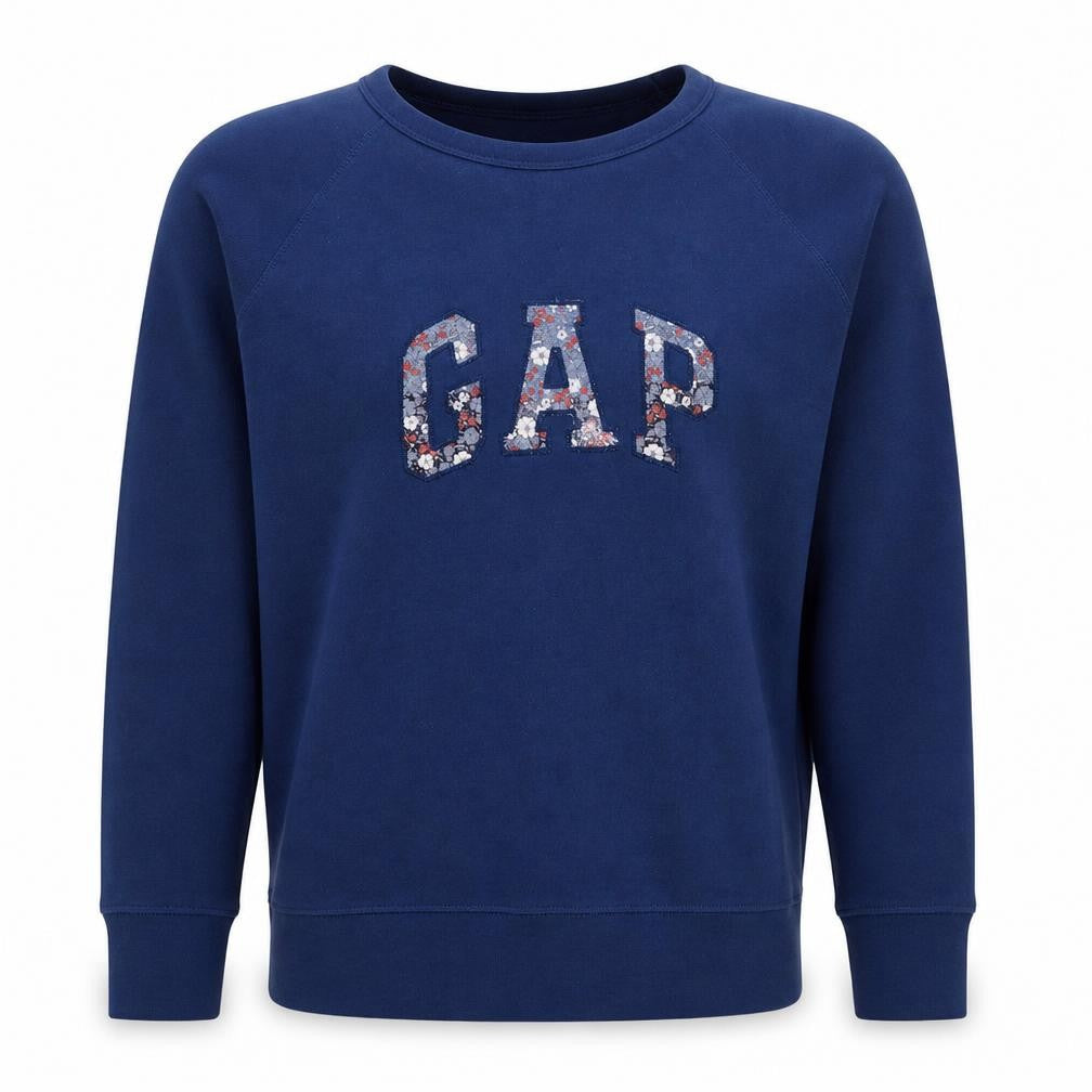Gap Unisex Blue XL Pullover Sweatshirt with Floral Logo