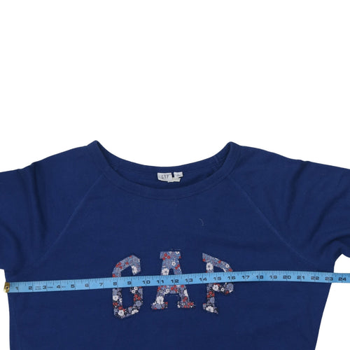 GAP Unisex Blue XL Pullover Sweatshirt with Floral Logo