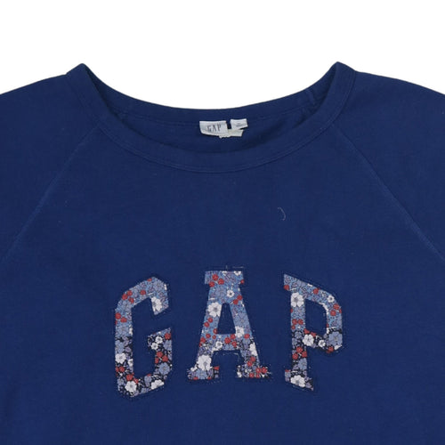 GAP Unisex Blue XL Pullover Sweatshirt with Floral Logo