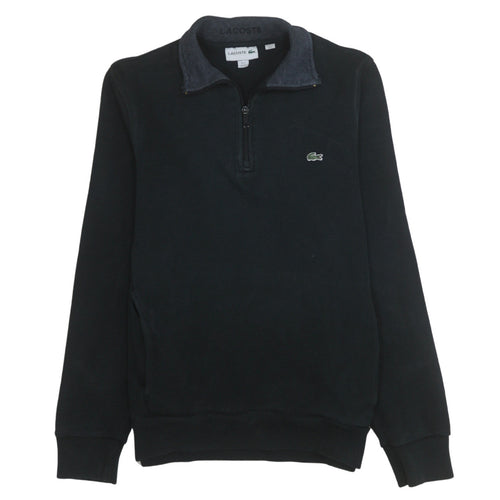 Lacoste Men's Black Cotton 1/4 Zip Sweatshirt Size M