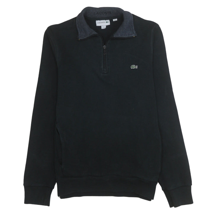 Lacoste Men's Black Cotton 1/4 Zip Sweatshirt Size M