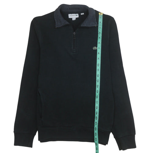 Lacoste Men's Black Cotton 1/4 Zip Sweatshirt Size M