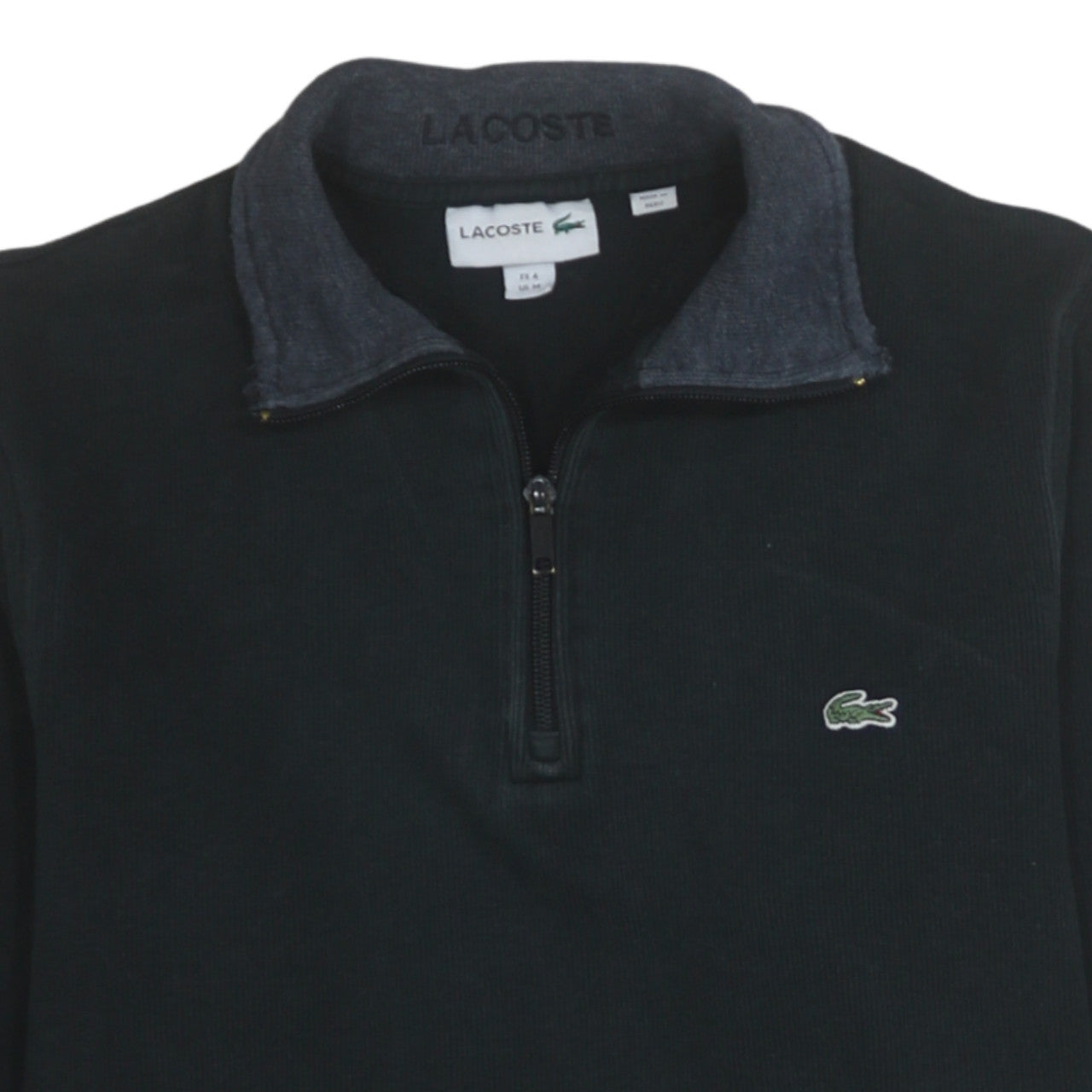 Lacoste Men's Black Cotton 1/4 Zip Sweatshirt Size M