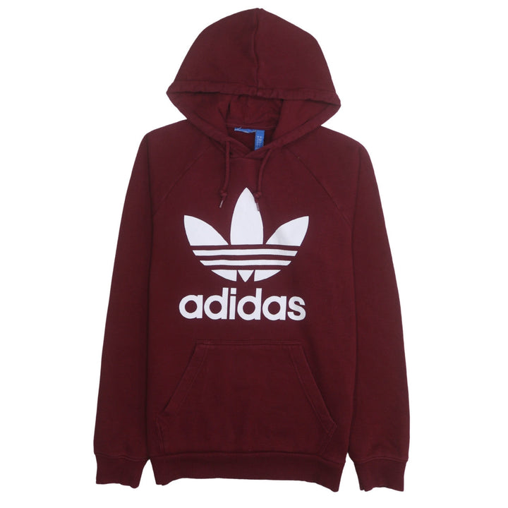 Adidas Men’s Red Pullover Hoodie Small Logo Fleece Sweatshirt