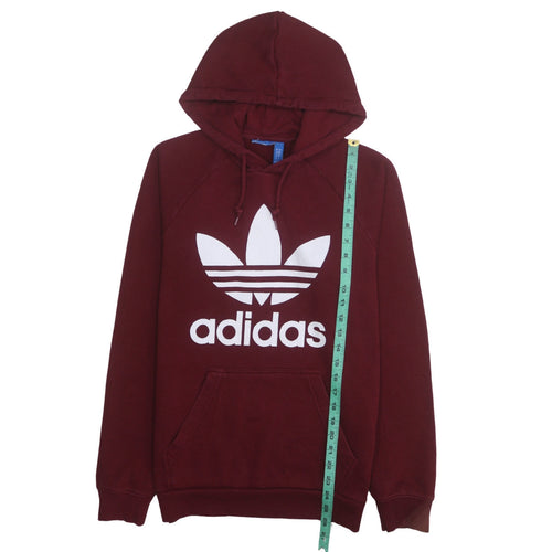 Adidas Men’s Red Pullover Hoodie Small Logo Fleece Sweatshirt