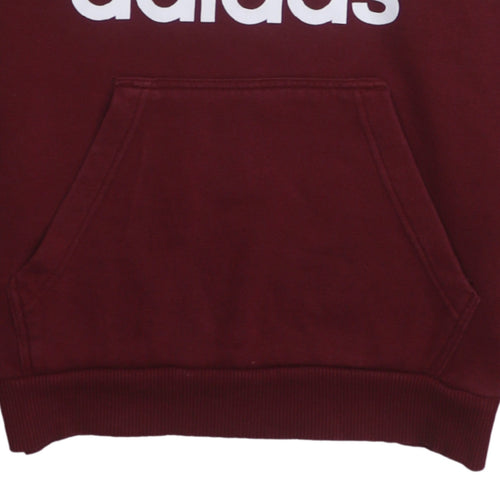Adidas Men’s Red Pullover Hoodie Small Logo Fleece Sweatshirt