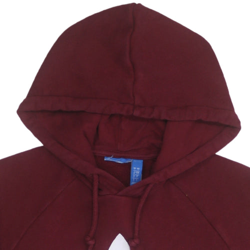 Adidas Men’s Red Pullover Hoodie Small Logo Fleece Sweatshirt
